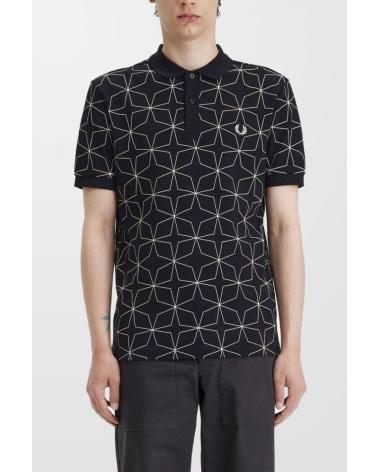 FRED PERRY POLO M7733 GEOMETRISCH SCHWARZ NEGRO