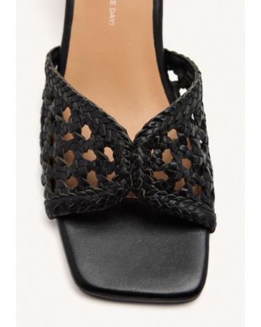GIOSEPPO BURNSIDE 74098 BLACK BRAIDED LEATHER HEELED SANDALS NEGRO