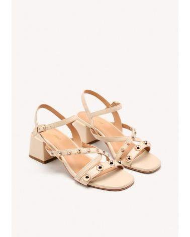 GIOSEPPO ABINGTON 75196 BEIGE LEATHER SANDALS WITH STUDS BEIGE