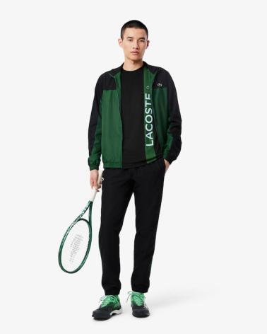 T-SHIRT LACOSTE TH893800 NERA CON BANDA VERTICALE NEGRO