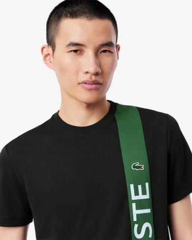 T-SHIRT LACOSTE TH893800 NERA CON BANDA VERTICALE NEGRO