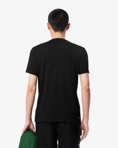 T-SHIRT LACOSTE TH893800 NERA CON BANDA VERTICALE NEGRO