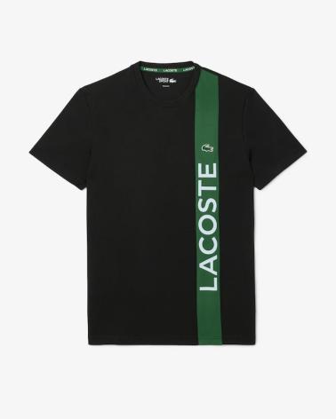 T-SHIRT LACOSTE TH893800 NERA CON BANDA VERTICALE NEGRO