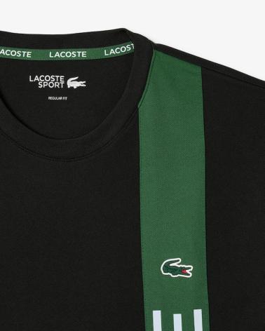 T-SHIRT LACOSTE TH893800 NERA CON BANDA VERTICALE NEGRO