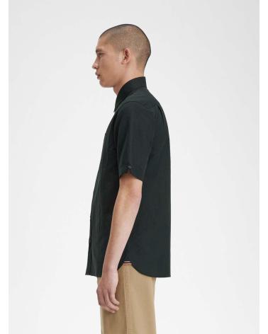 FRED PERRY LINEN SHIRT M7764 DARK GREEN VERDE OSCURO