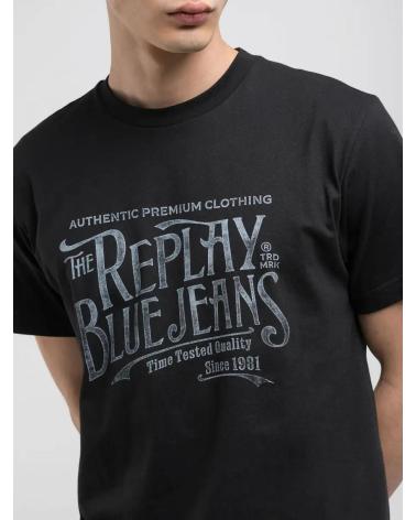REPLAY PRINTED T-SHIRT M3042 BLACK REGULAR FIT NEGRO
