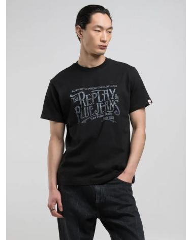 REPLAY PRINTED T-SHIRT M3042 BLACK REGULAR FIT NEGRO