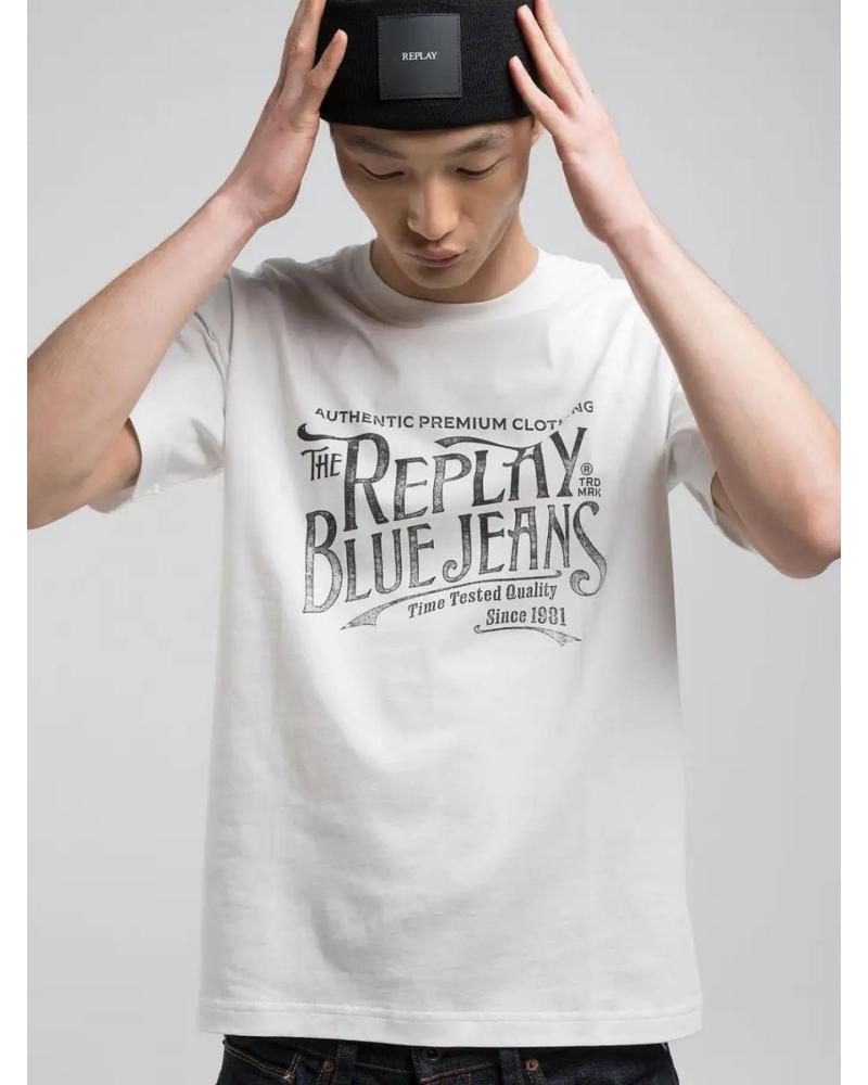 REPLAY PRINTED T-SHIRT M3042 WHITE REGULAR FIT BLANCO
