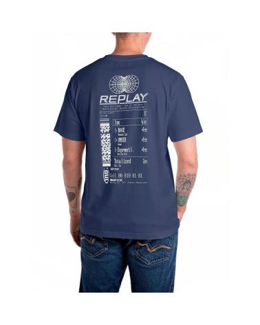 REPLAY TIQUE PRINT T-SHIRT M3057 BLUE AZUL