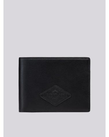CARTERA REPLAY FM5338 DE PIEL CON ROMBO NEGRO NEGRO