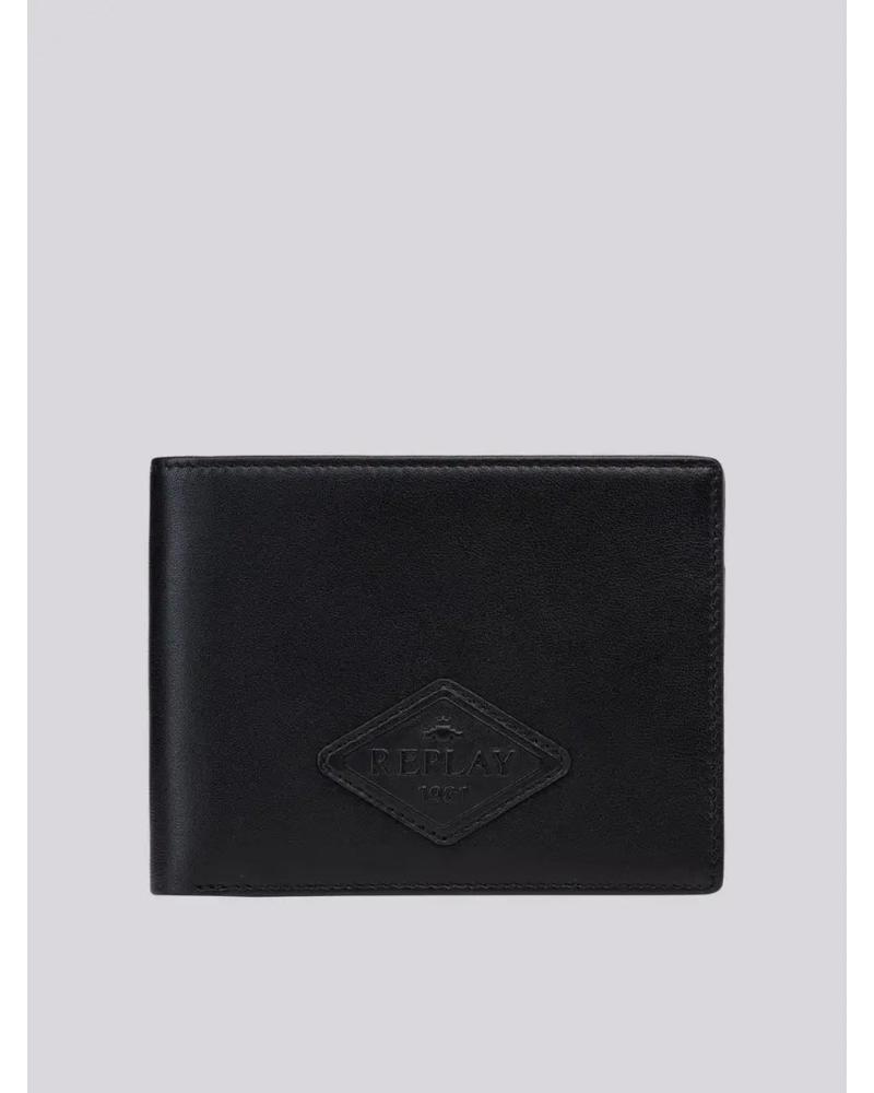 REPLAY PORTA-CARTÕES DE COURO PRETO FM5341 NEGRO