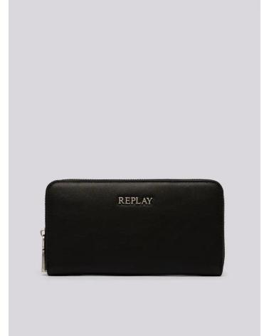 REPLAY CARTERA DE PIEL CON LOGO NEGRA FW5299 NEGRO
