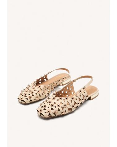 GIOSEPPO BALLERINES CALAMUS 75135 BEIGE AVEC CLOUS ET DESIGN AJOURE BEIGE