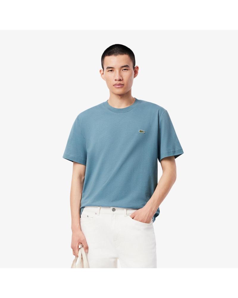 T-SHIRT LACOSTE CLASSIC LOGO A MANICHE CORTE, BLU PETROLIO AZUL
