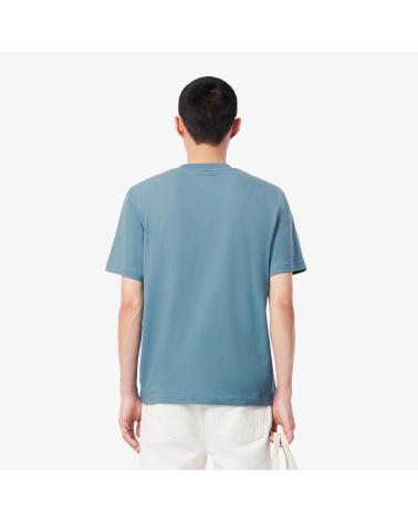 T-SHIRT LACOSTE CLASSIC LOGO A MANICHE CORTE, BLU PETROLIO AZUL