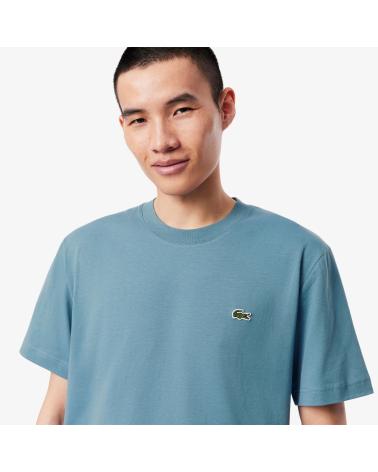 T-SHIRT LACOSTE CLASSIC LOGO A MANICHE CORTE, BLU PETROLIO AZUL