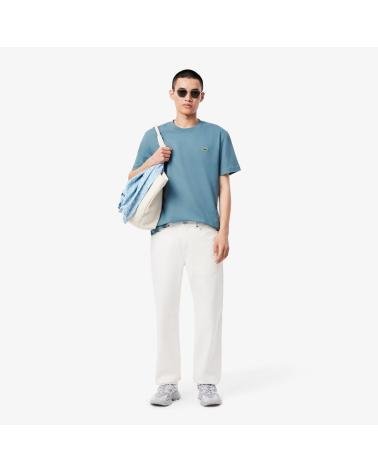 T-SHIRT LACOSTE CLASSIC LOGO A MANICHE CORTE, BLU PETROLIO AZUL