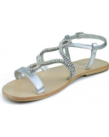 Sandalias de Niña OCA LOCA SHOES OCA LOCA SANDALIA NINA PIEL METALIZADA ADORNO STRASS ORO PLATA