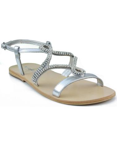 Sandalias de Niña OCA LOCA SHOES OCA LOCA SANDALIA NINA PIEL METALIZADA ADORNO STRASS ORO PLATA