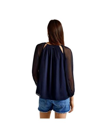 BLUSA CHIARA CHIFFON RICAMATA PEPE JEANS PL304829 BLU AZUL