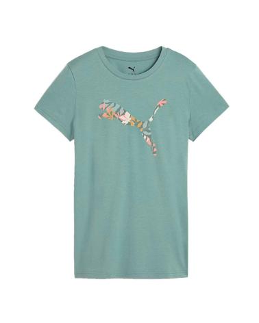 CAMISETA PUMA GRAPHICS FLORAL VERDE CON LOGO BLANCO