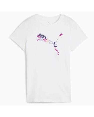 PUMA GRAPHICS FLORAL CAT LOGO WHITE T-SHIRT NEGRO