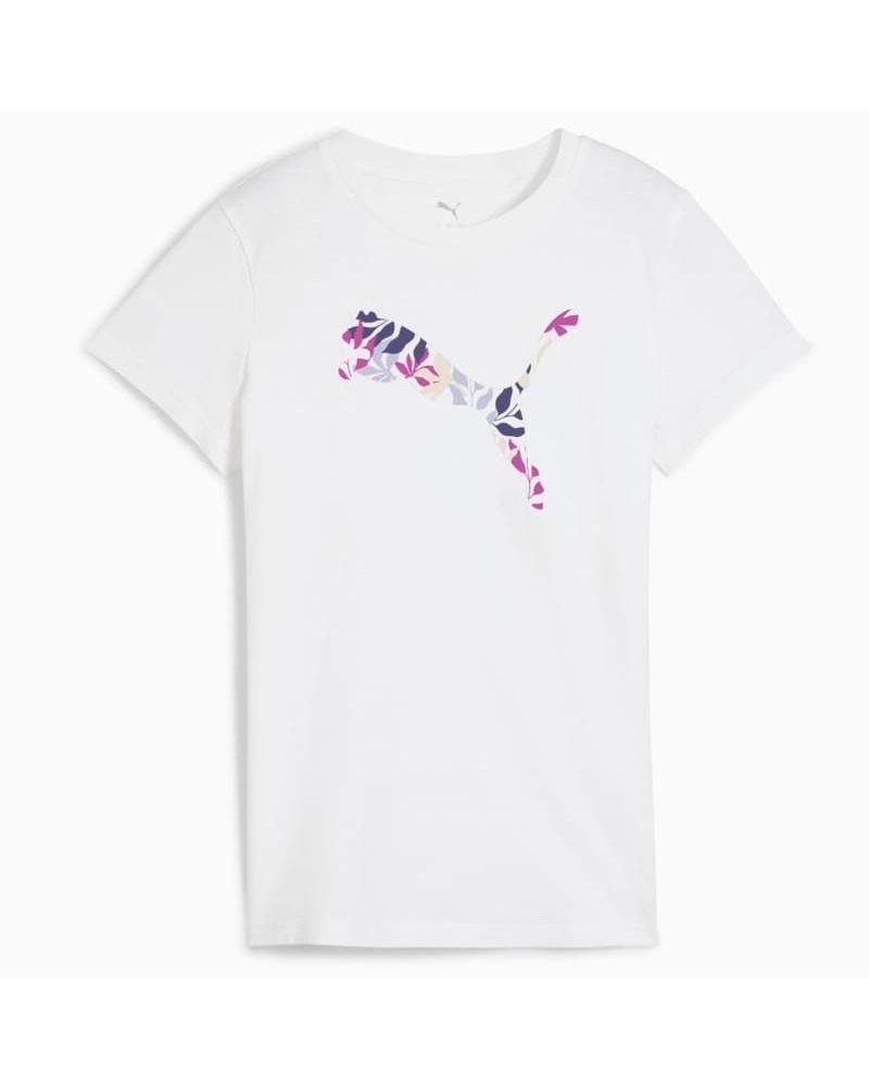 T-SHIRT PUMA GRAPHICS FLORAL CAT LOGO BRANCA NEGRO