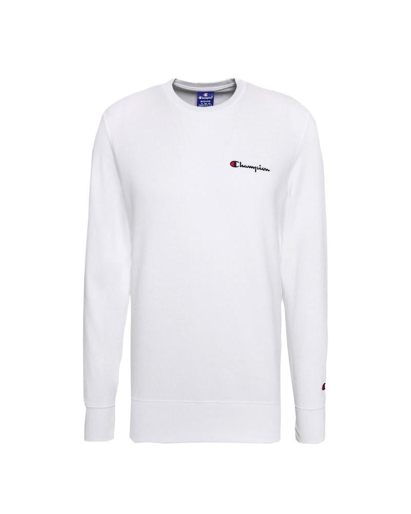 CHAMPION SMALL EMBROIDERED LOGO CREWNECK SWEATSHIRT WHITE 220259-WW001 BLANCO