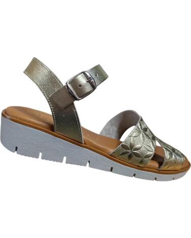 MAWEN SANDALIA DE PIEL NATURAL CON CUNA BAJA Y HEBILLA AJUSTABLE PLATEADO