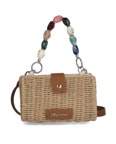 BORSA MARIA MARE MDPALMY MARRONE CON DETTAGLI PERLINE CUERO