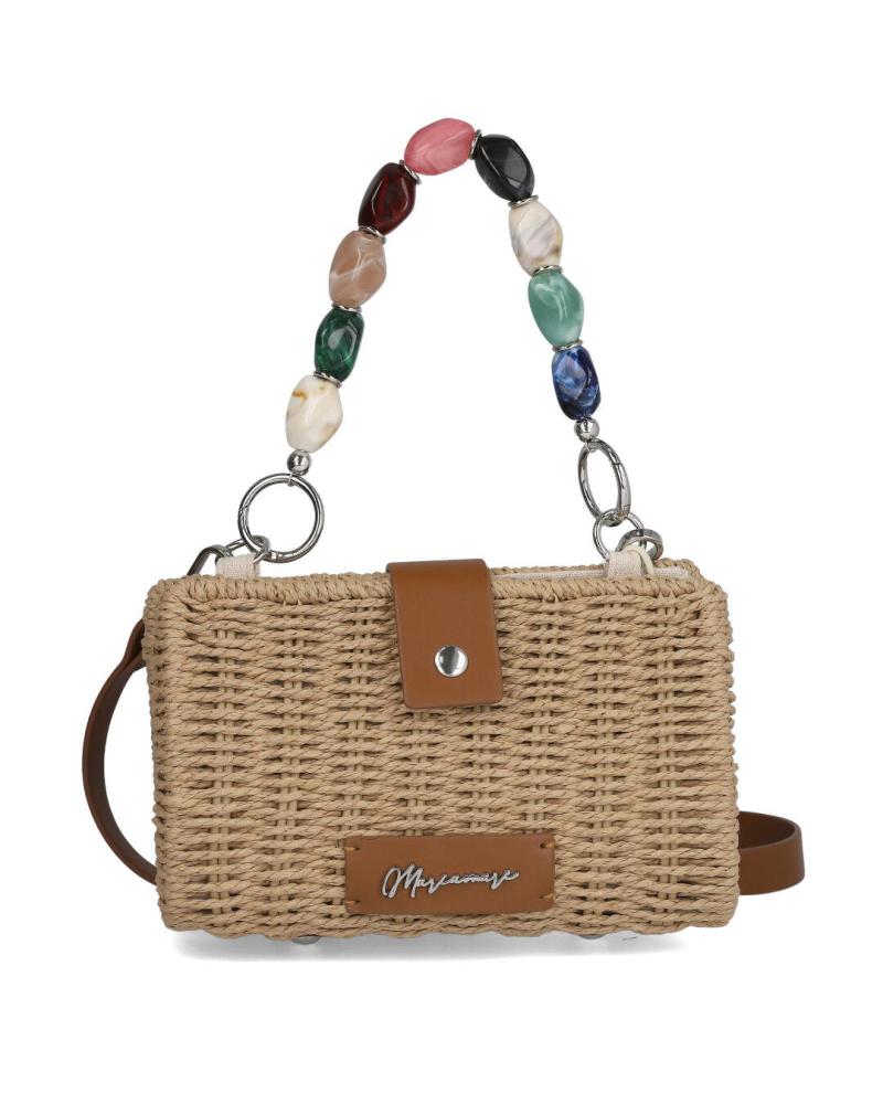BOLSO MARIA MARE MDPALMY MARRÓN CON DETALLES DE CUENTAS CUERO
