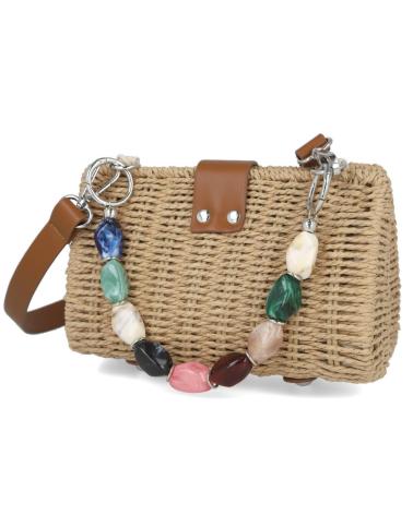 BOLSO MARIA MARE MDPALMY MARRÓN CON DETALLES DE CUENTAS CUERO