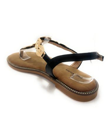 CHIC VISION SANDALIAS ROMANAS DEDO ETNICAS MONEDAS P NEGRO
