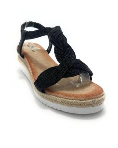 DUENDY SANDALIAS CON CUÑA Y ELÁSTICOS NEGRO