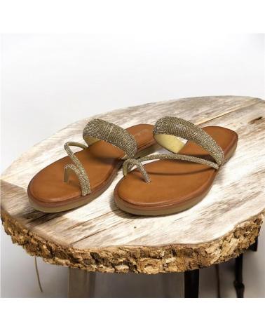 CALZADOMANIA SANDALIA PLANA BRILLO ORO