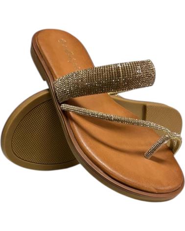 CALZADOMANIA SANDALIA PLANA BRILLO ORO