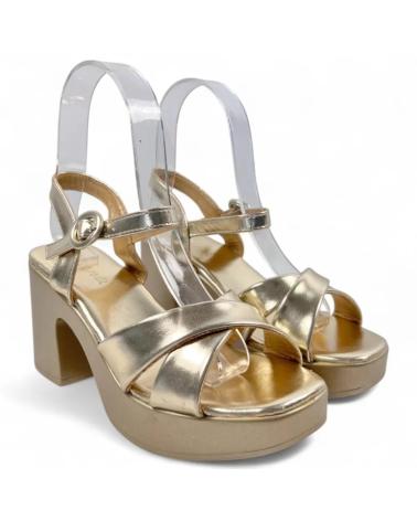 TIMBOS SANDALIA TACON FIESTA BEIGE Y ORO 261L582 NEGRO