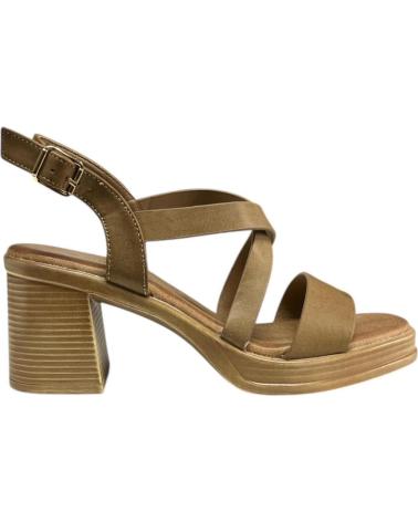 CALZADOMANIA SANDALIA TIRA TACON MADERA TAUPE