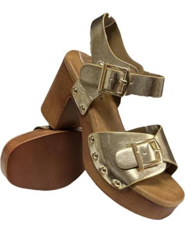CALZADOMANIA SANDALIA HEBILLA T MADERA ORO