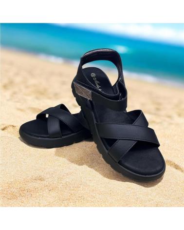 CALZADOMANIA SANDALIA CRUZADA VELCRO NEGRO