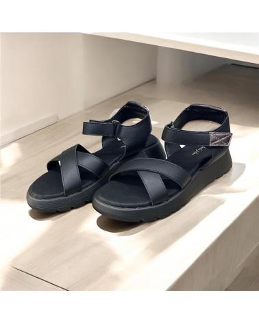 CALZADOMANIA SANDALIA CRUZADA VELCRO NEGRO