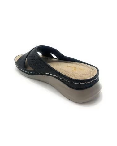 CHIC VISION TAMANCOS COM TIRAS CRUZADAS PERFURADAS E SOLA ANABELA - PRETO NEGRO