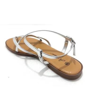 KISS LEISS FLACHE ZEHENTRENNER-SANDALEN MIT RIEMCHEN UND SCHNALLENVERSCHLUSS PLATEADO