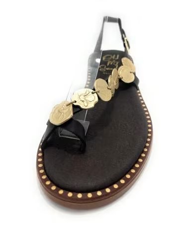 OH MY SANDALS SANDALIAS ÉTNICAS DE PIEL CON MONEDAS MARRóN