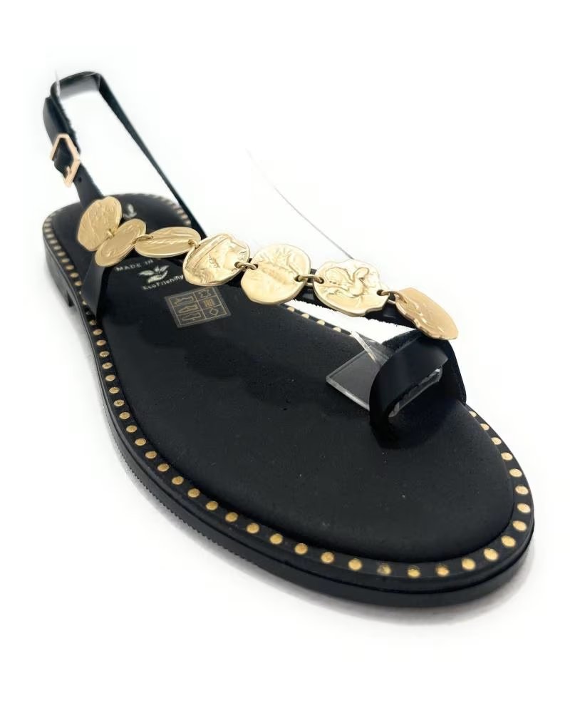 OH MY SANDALS SANDALIAS ETNICAS DE PIEL CON MONEDAS NEGRO