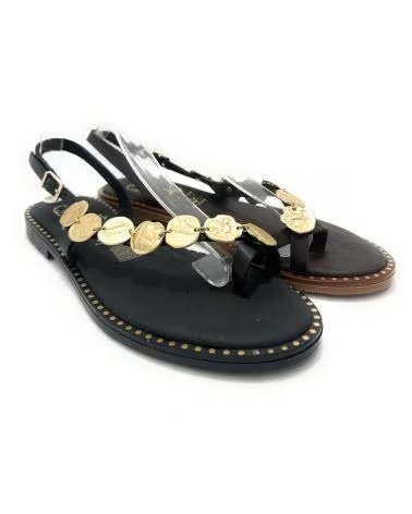 OH MY SANDALS SANDALIAS ETNICAS DE PIEL CON MONEDAS NEGRO