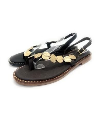 OH MY SANDALS SANDALIAS ETNICAS DE PIEL CON MONEDAS NEGRO