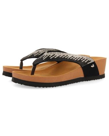 GIOSEPPO SANDALIA CASUAL DE DEDO DE MATERIAL TEXTIL CON CUNA NEGRO