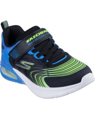 SKECHERS DEPORTIVO ELASTICO Y VELCRO BLACK-MULTI NEGRO