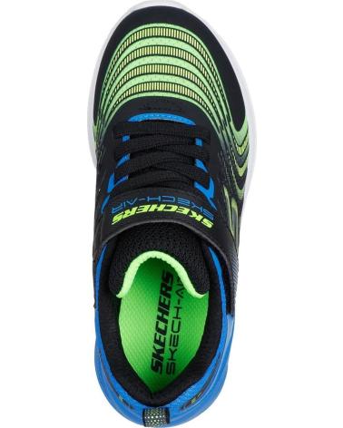 SKECHERS DEPORTIVO ELASTICO Y VELCRO BLACK-MULTI NEGRO